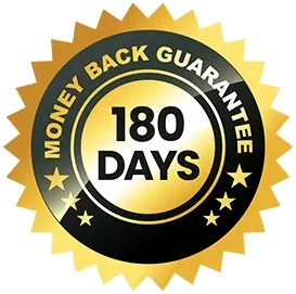 180-day money-back guarantee seal for Glucozen